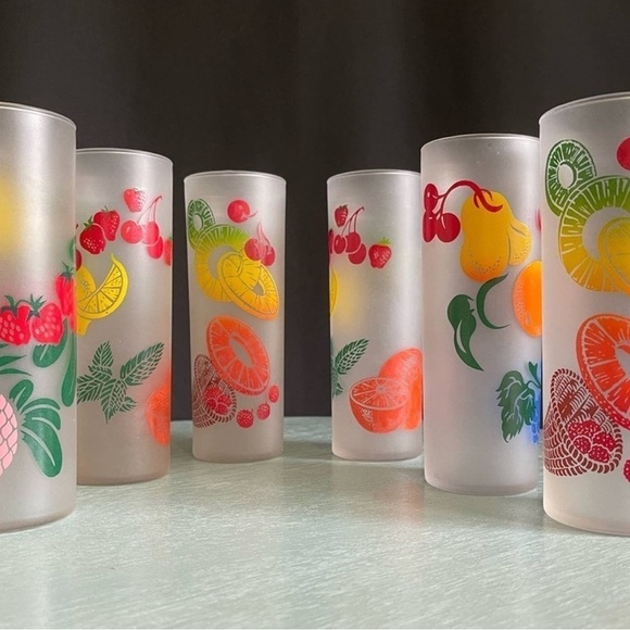 Federal glass Other - Vintage set of 6 fruit-themed Federal Glass Highball Glasses